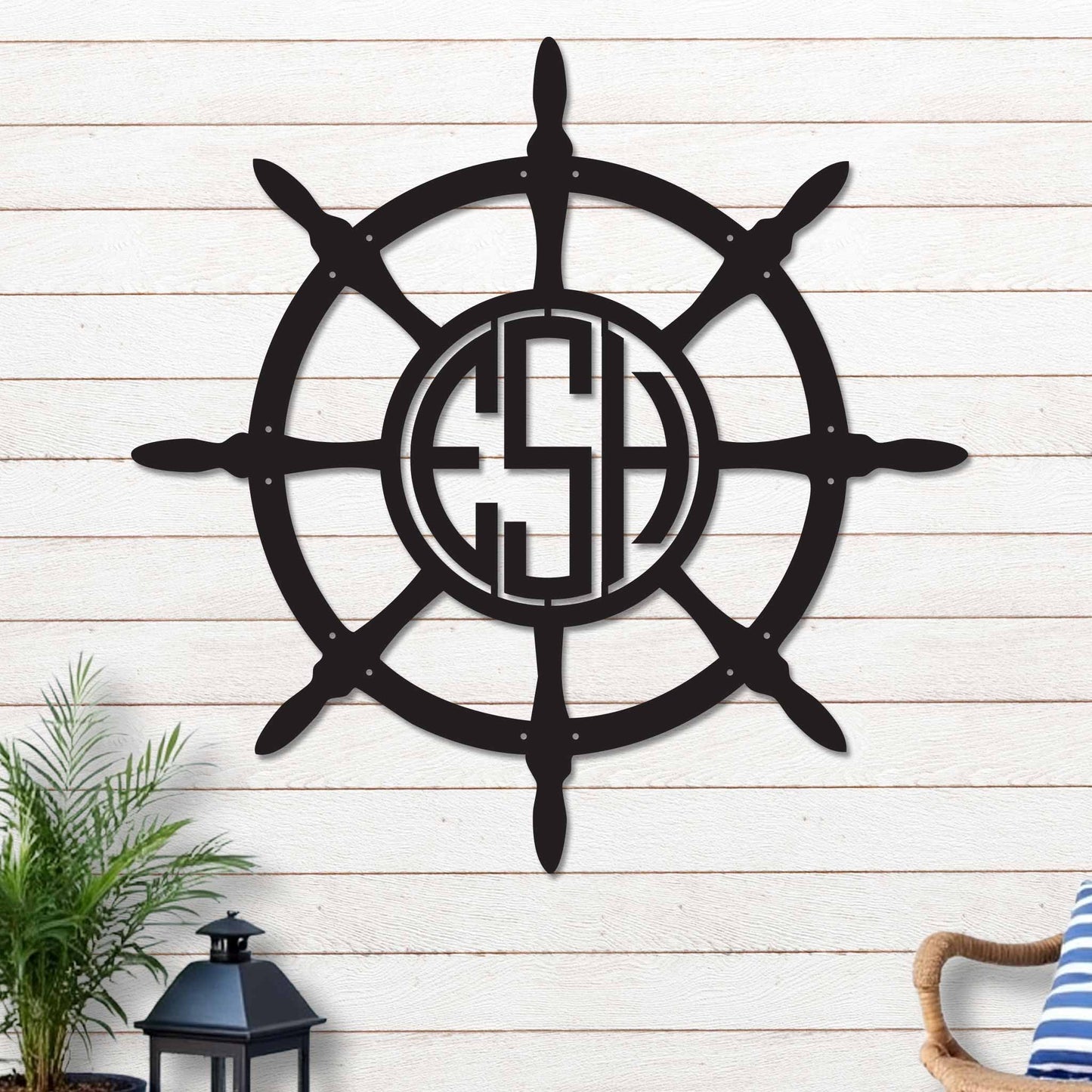 Ships Wheel With Monogram
