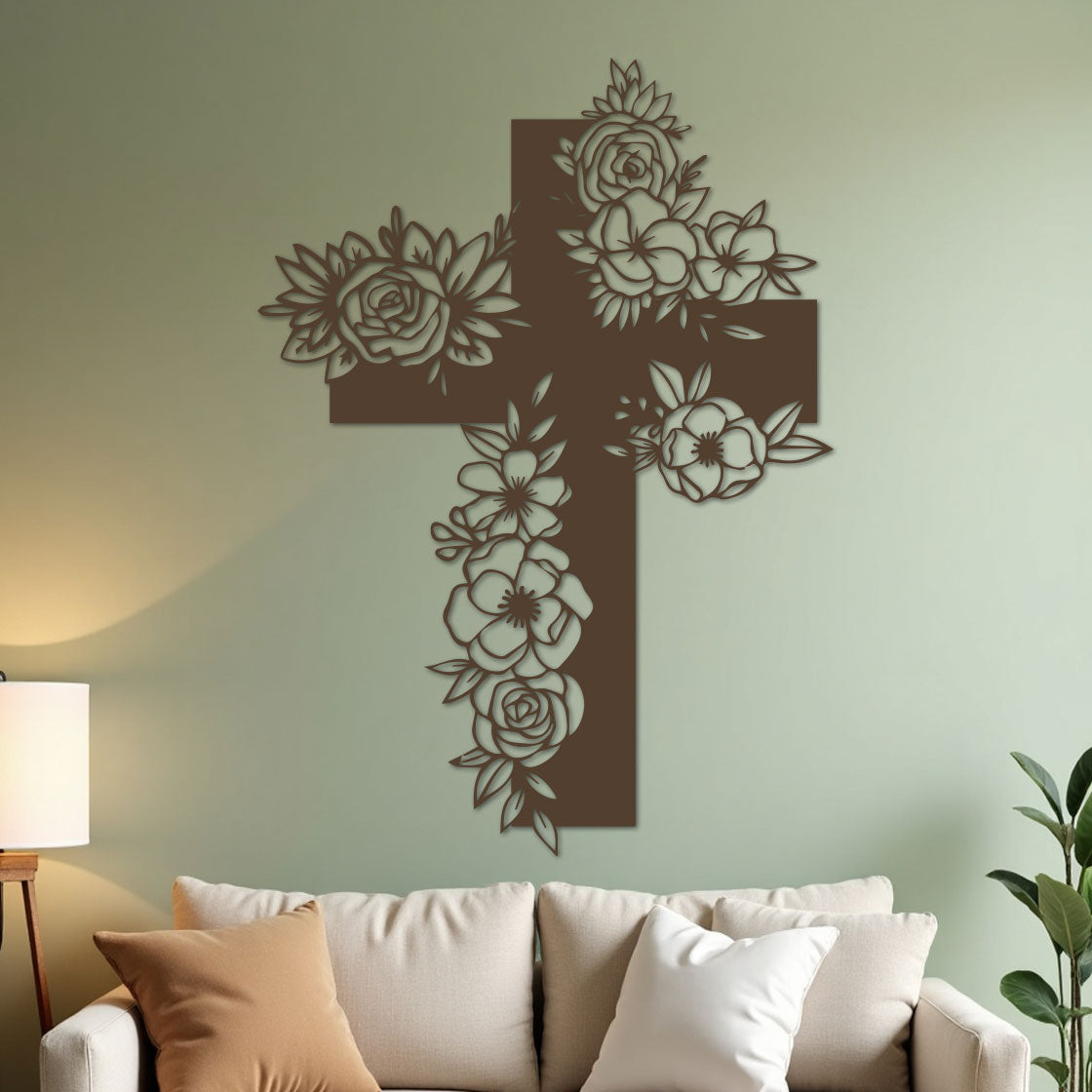 Simple Cross with Flowers