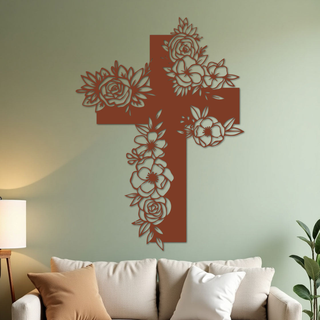 Simple Cross with Flowers