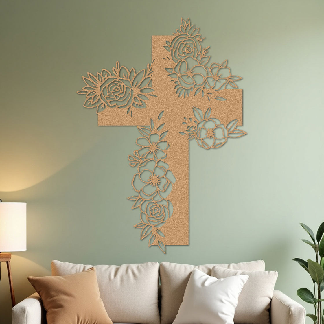 Simple Cross with Flowers