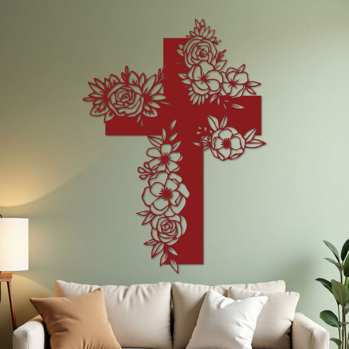 Simple Cross with Flowers