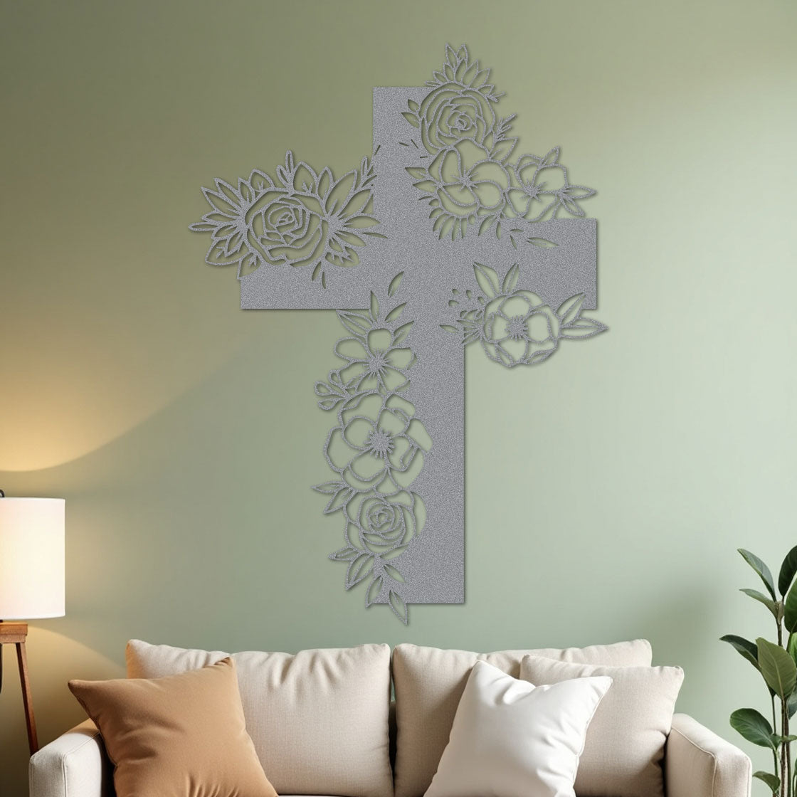 Simple Cross with Flowers