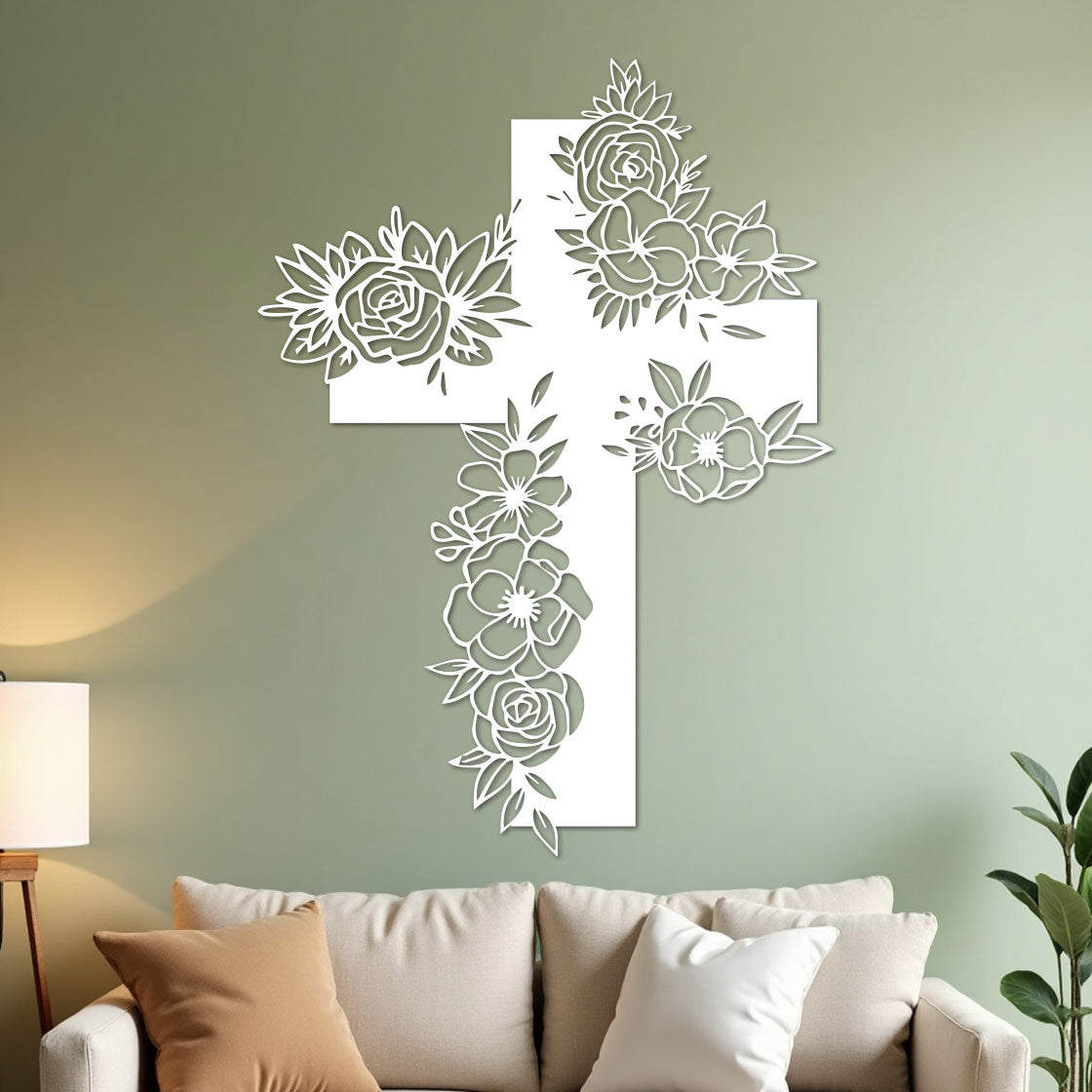Simple Cross with Flowers