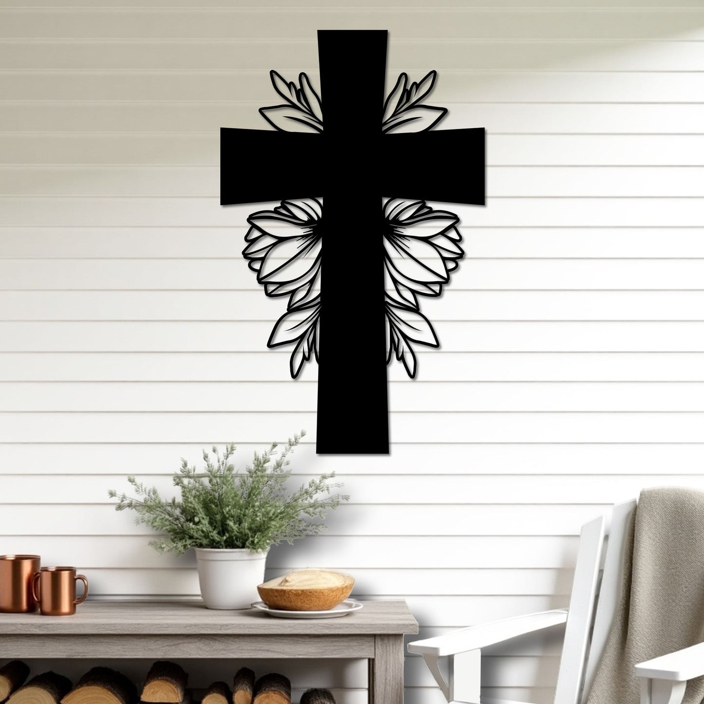 Simple Cross with Leaves