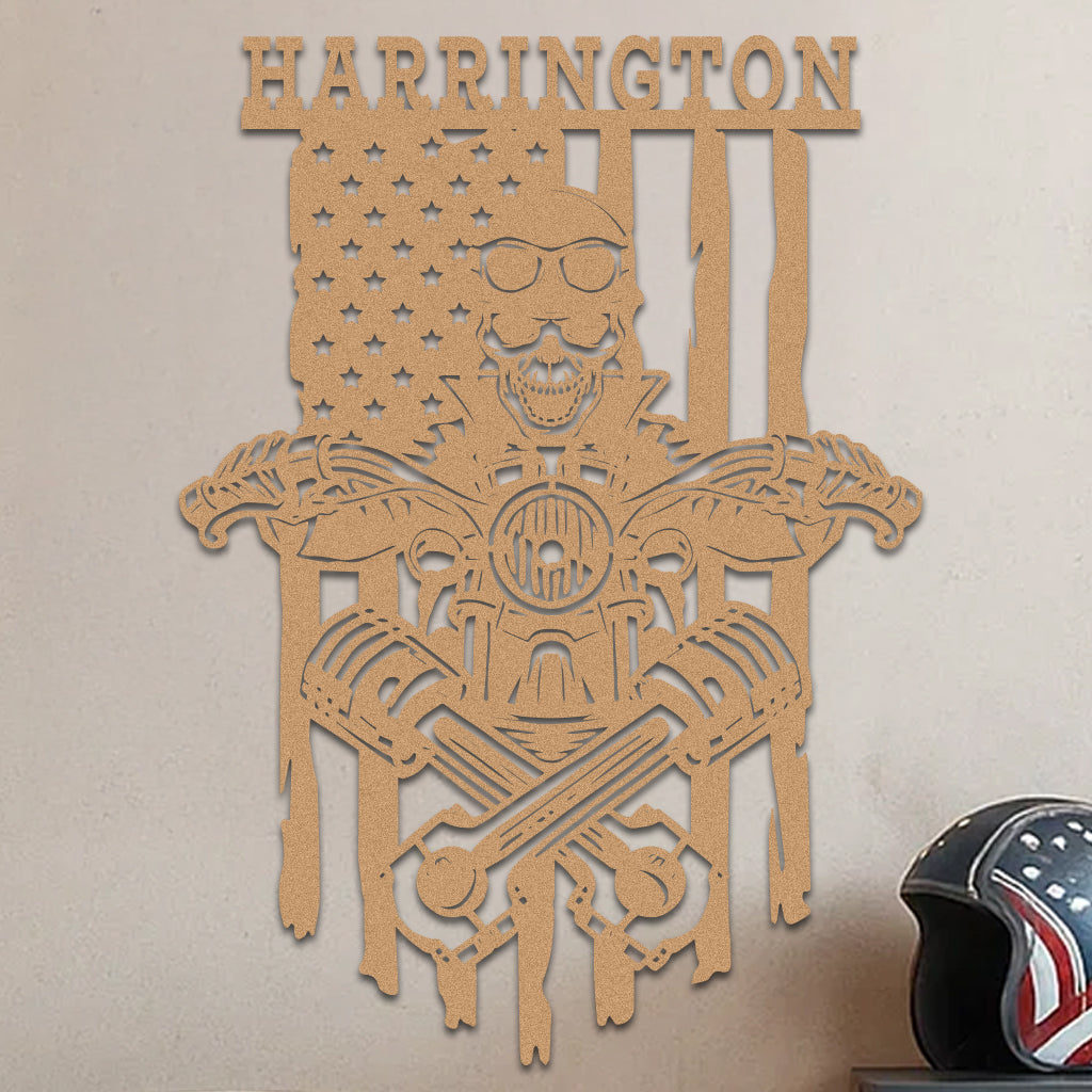 Skeleton On a Motorcycle Sign w Name