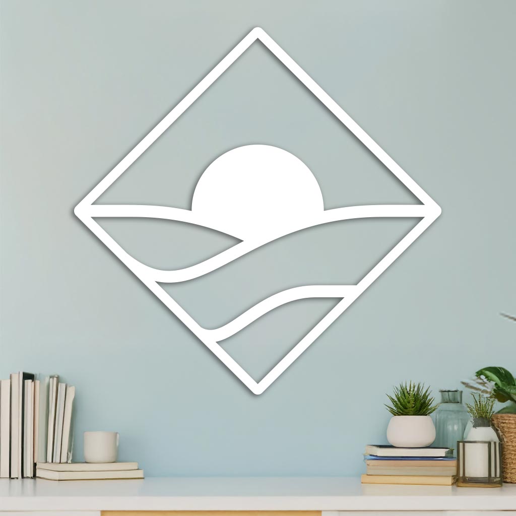 Sunrise Over Stacked Hills in Diamond Sign