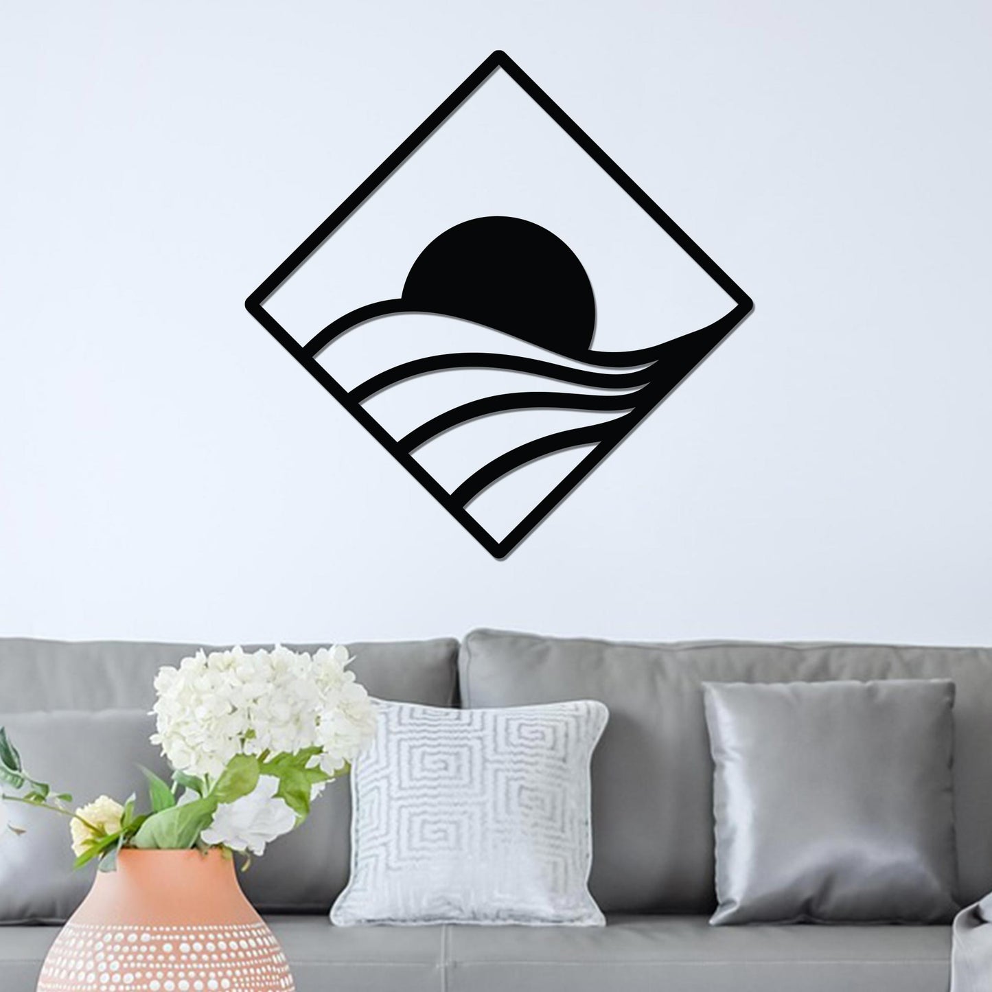 Sunrise Over Swirling Hills in Diamond Sign