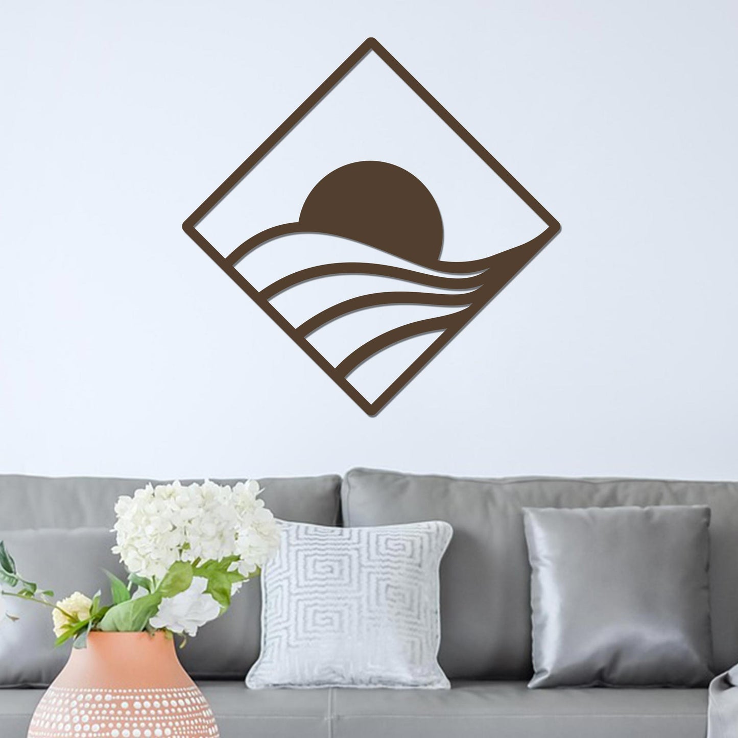 Sunrise Over Swirling Hills in Diamond Sign