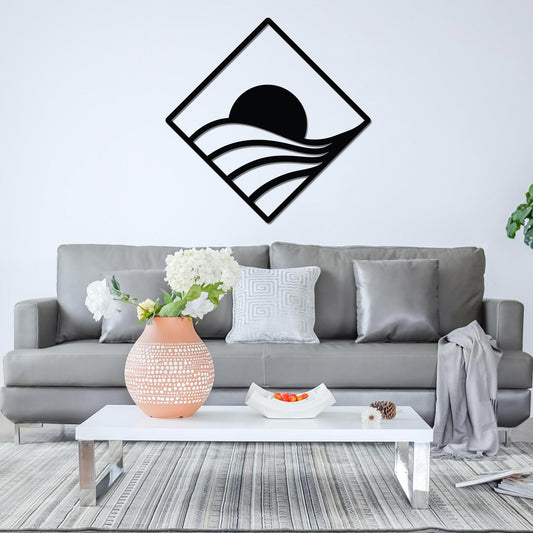 Sunrise Over Swirling Hills in Diamond Sign