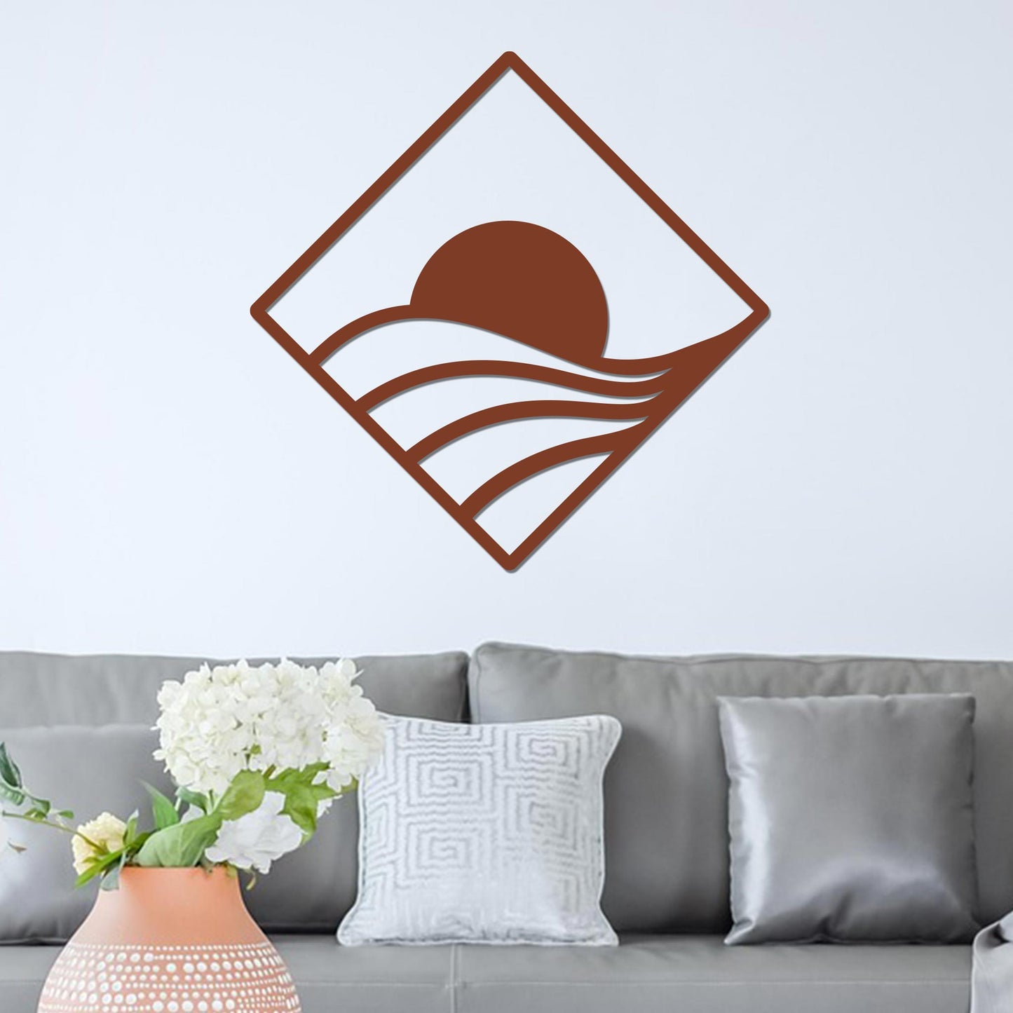 Sunrise Over Swirling Hills in Diamond Sign