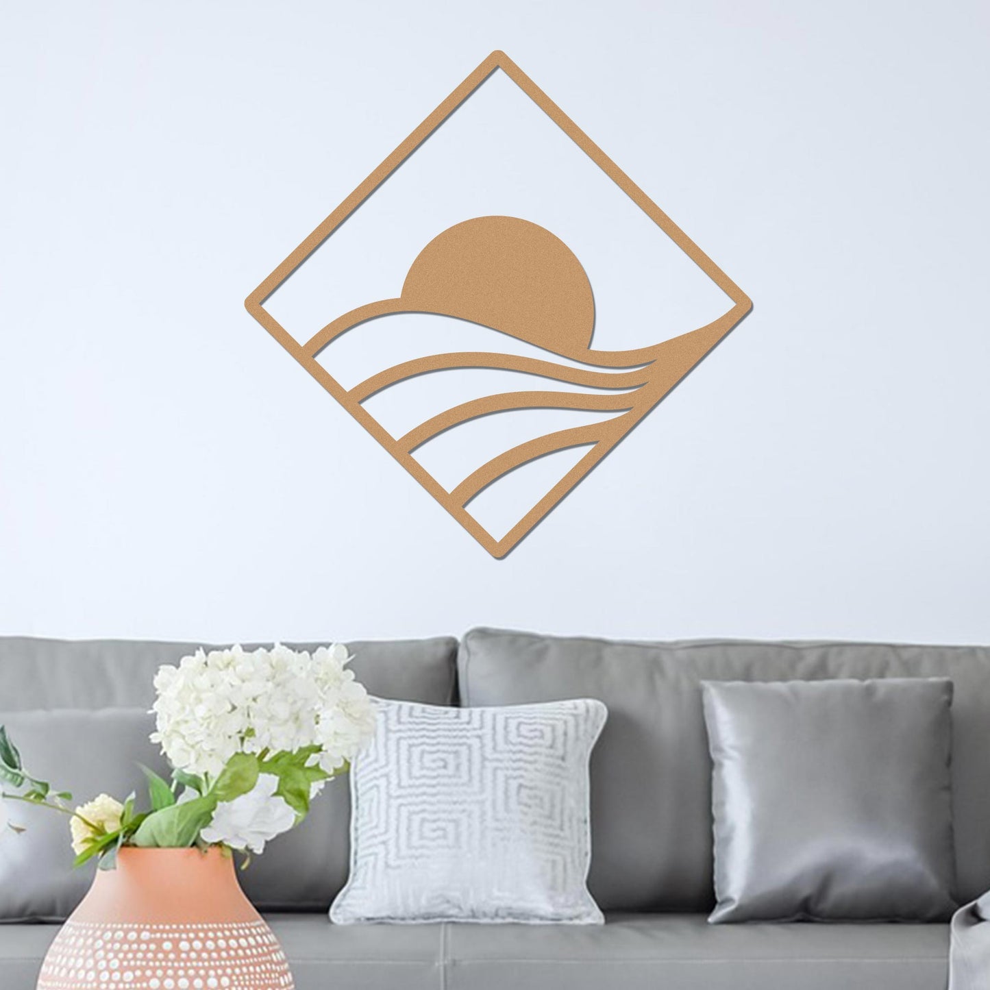 Sunrise Over Swirling Hills in Diamond Sign