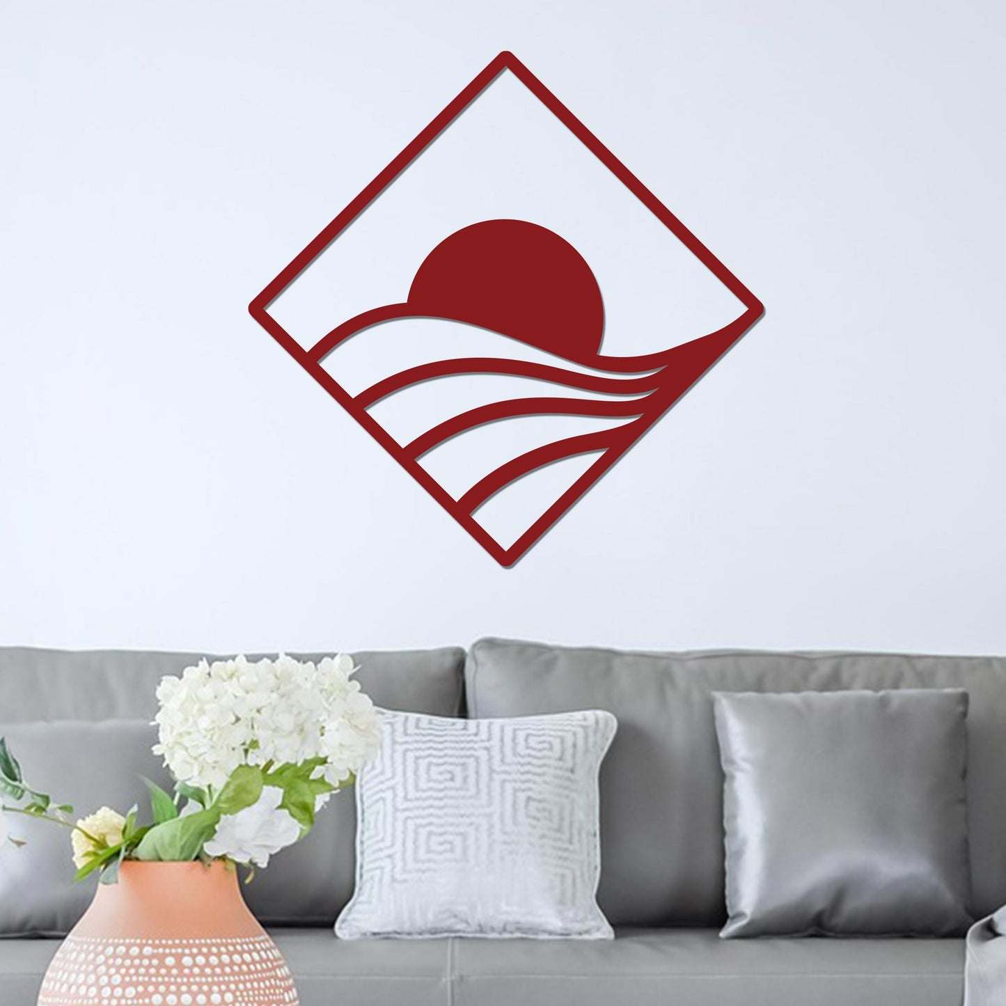 Sunrise Over Swirling Hills in Diamond Sign