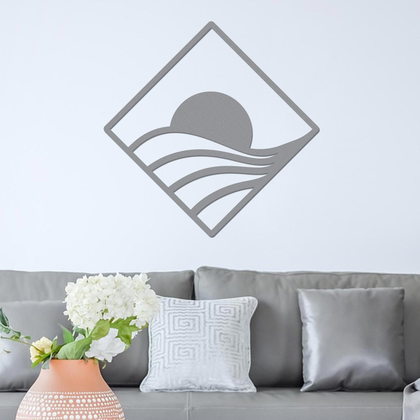 Sunrise Over Swirling Hills in Diamond Sign