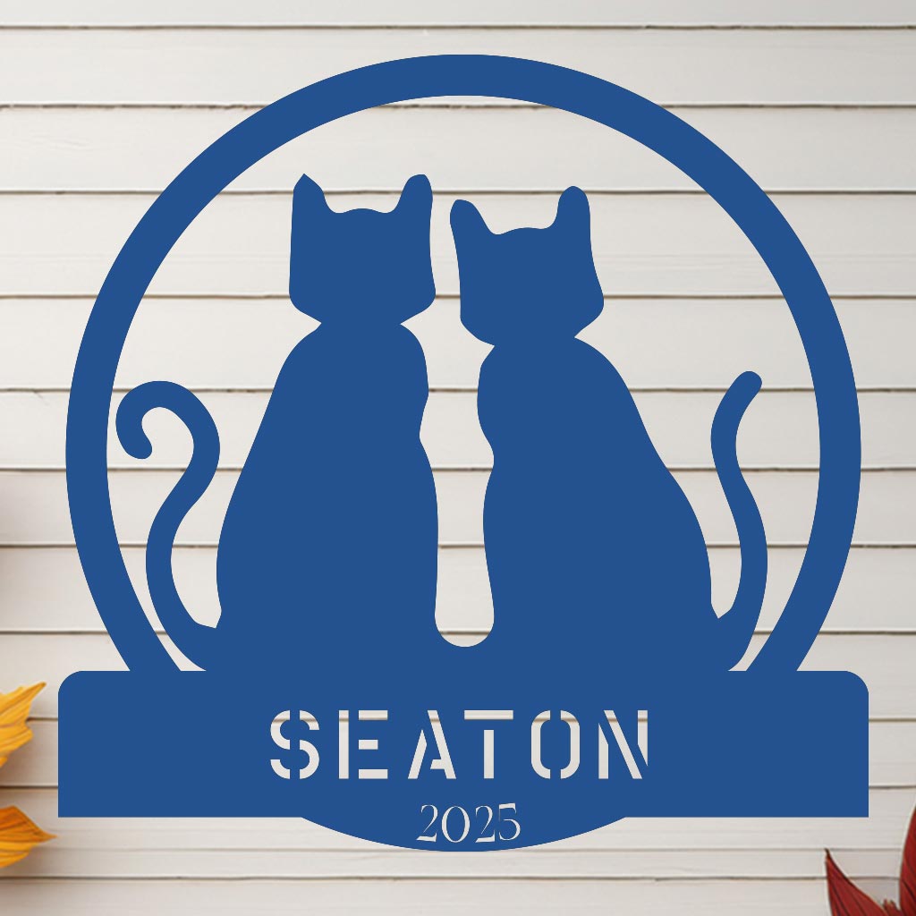 Two Cats w Name Sign