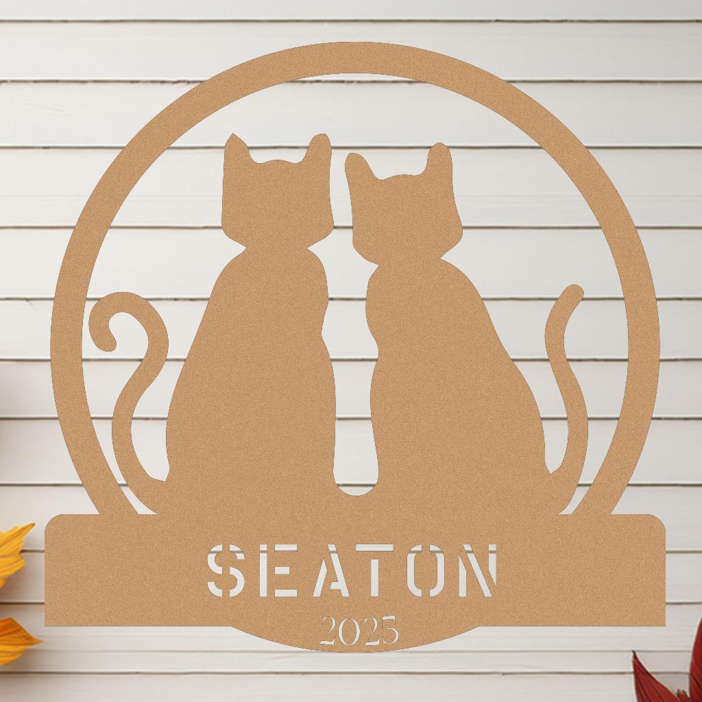 Two Cats w Name Sign