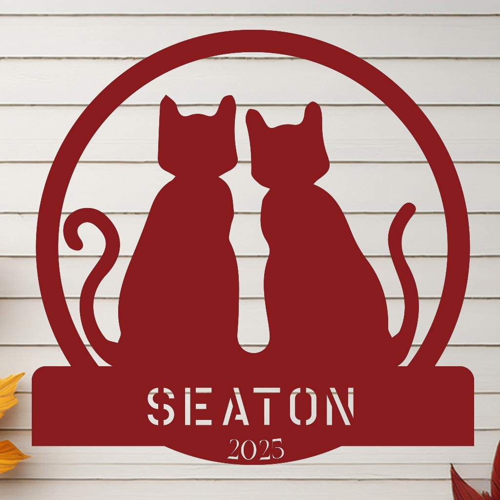 Two Cats w Name Sign