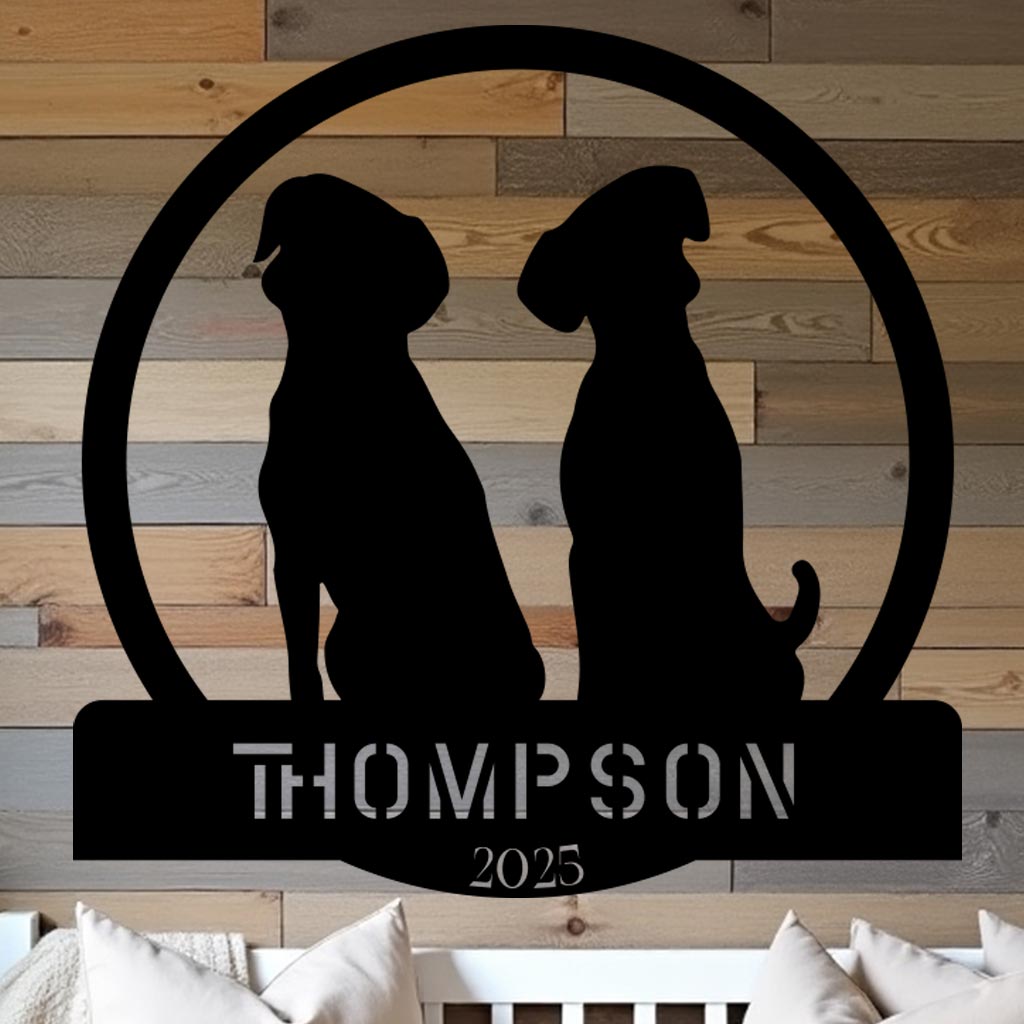 Two Dogs w Name Sign