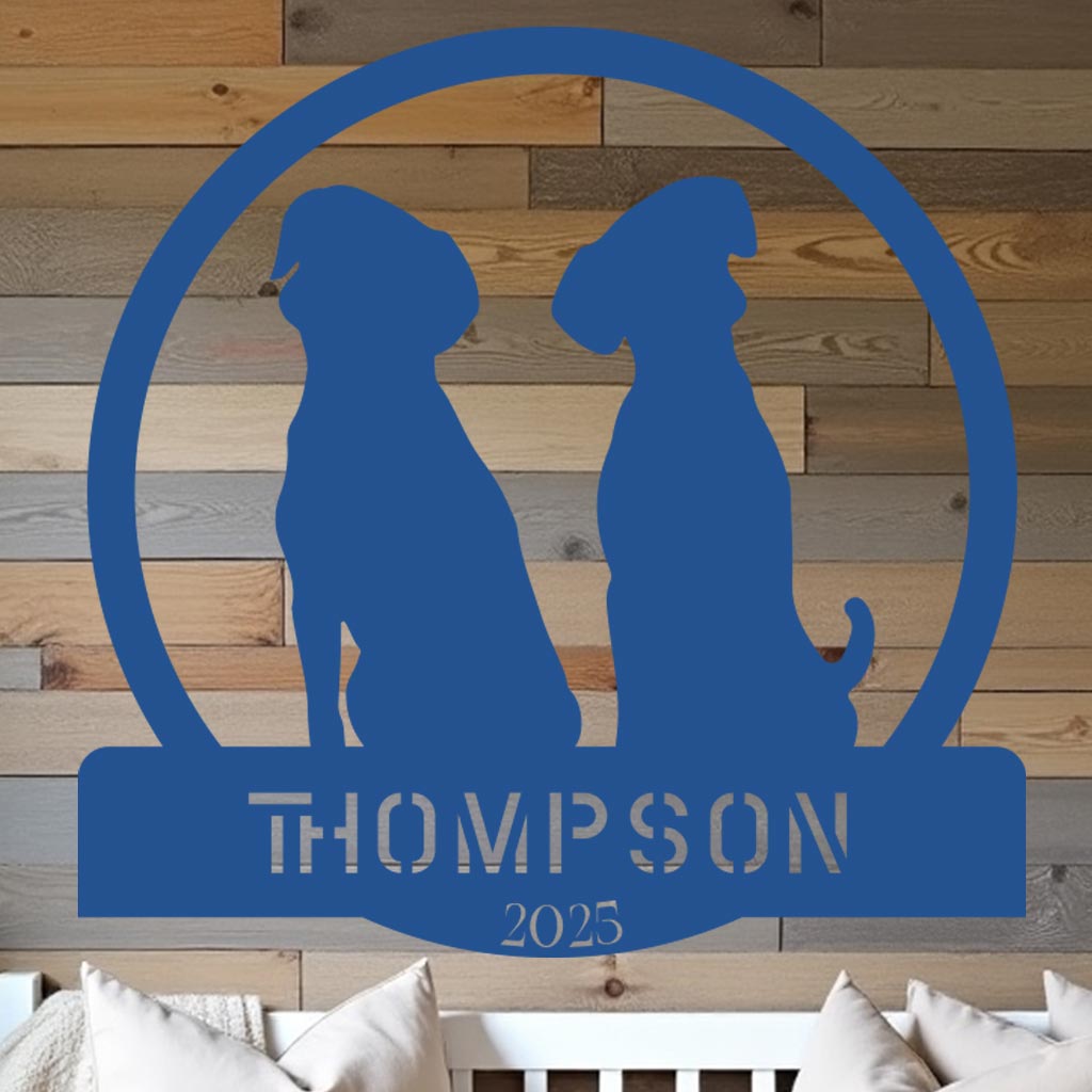 Two Dogs w Name Sign