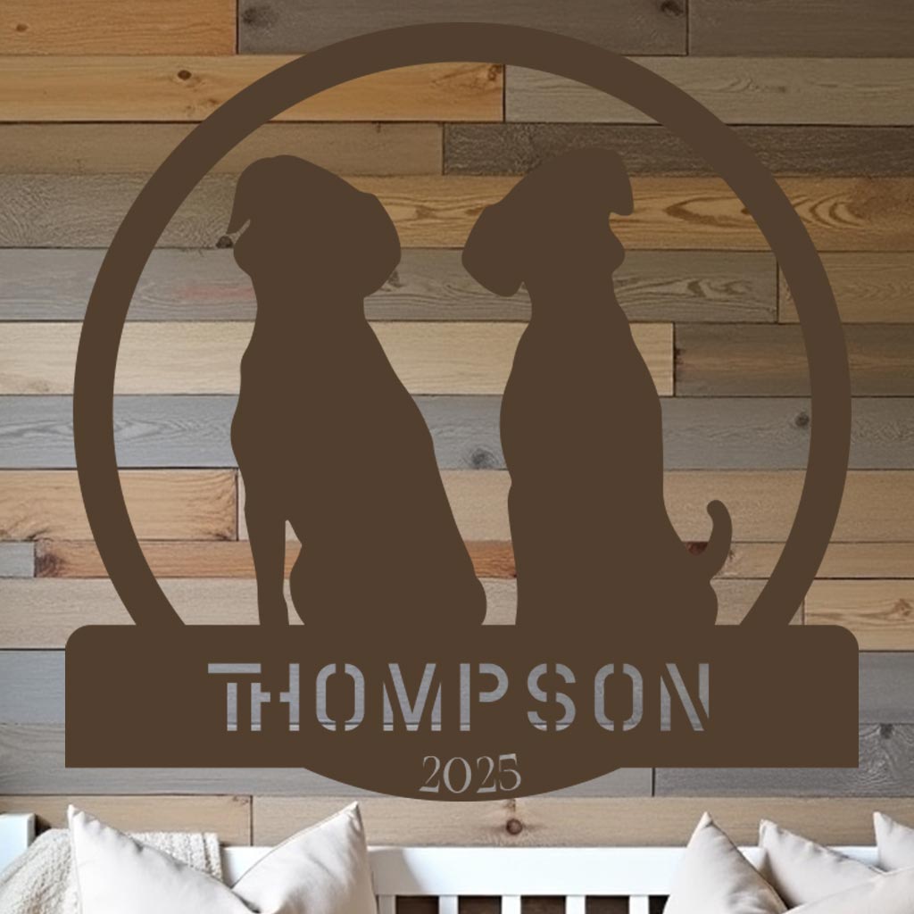 Two Dogs w Name Sign