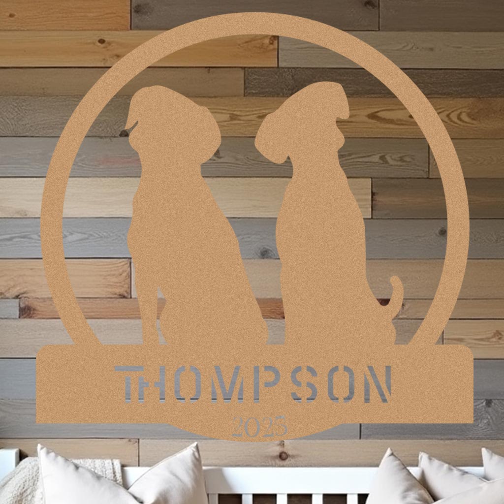 Two Dogs w Name Sign