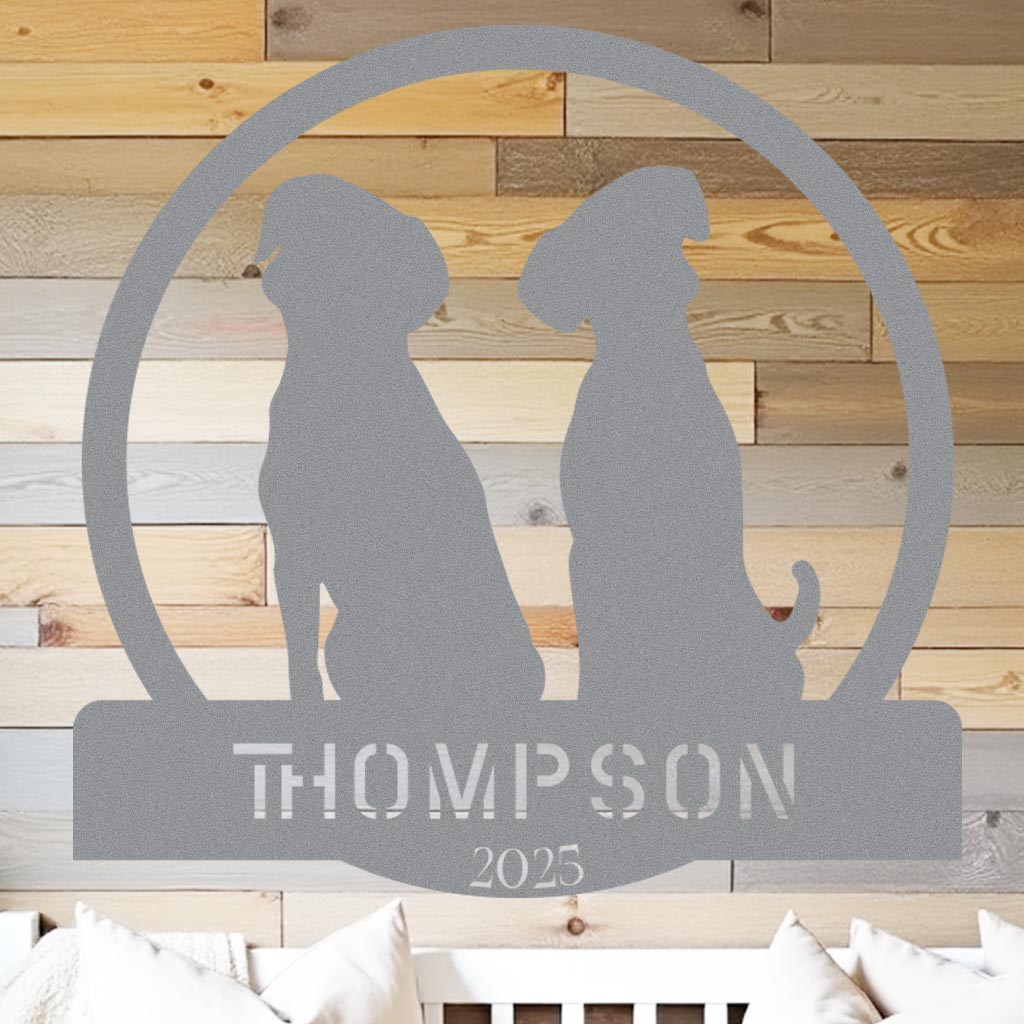 Two Dogs w Name Sign