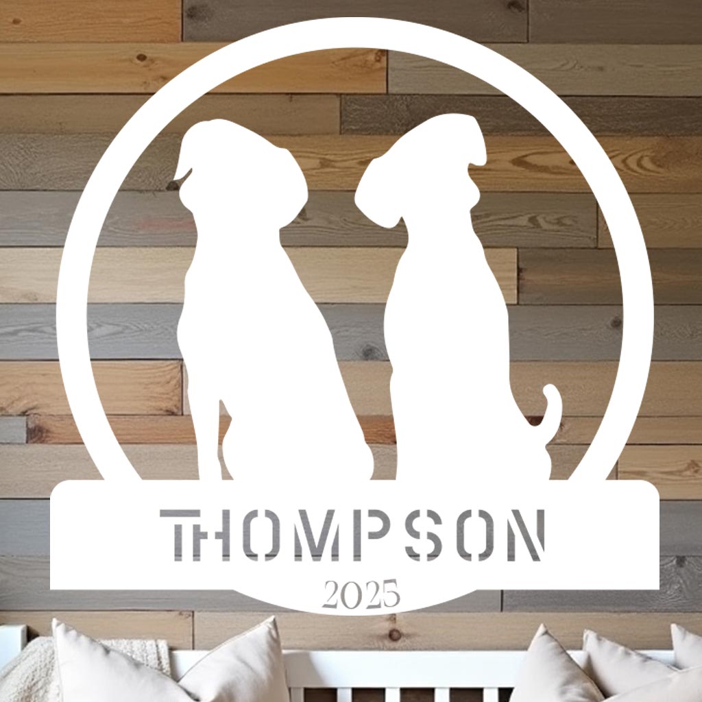 Two Dogs w Name Sign