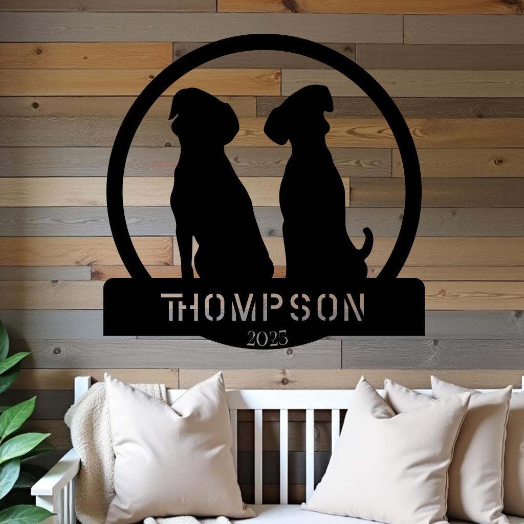 Two Dogs w Name Sign