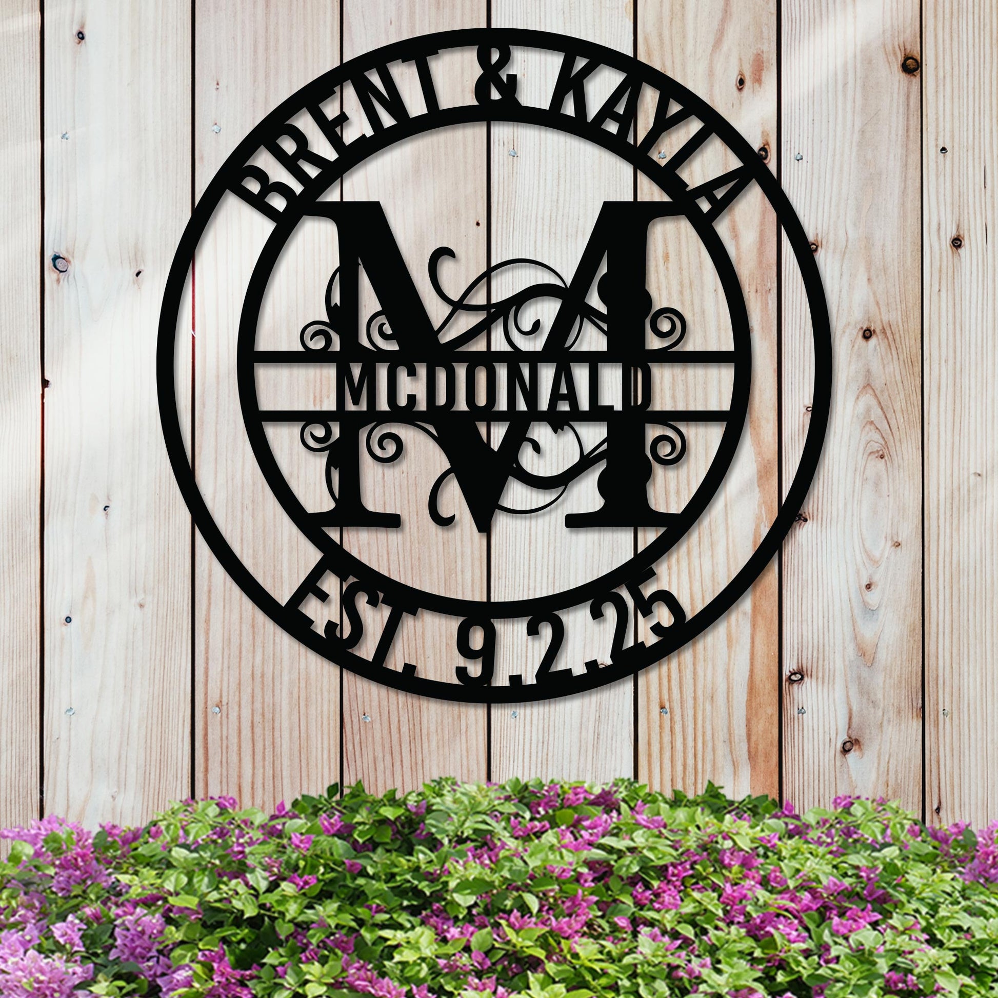 Wedding Anniversary Split Monogram Sign w Names and Date