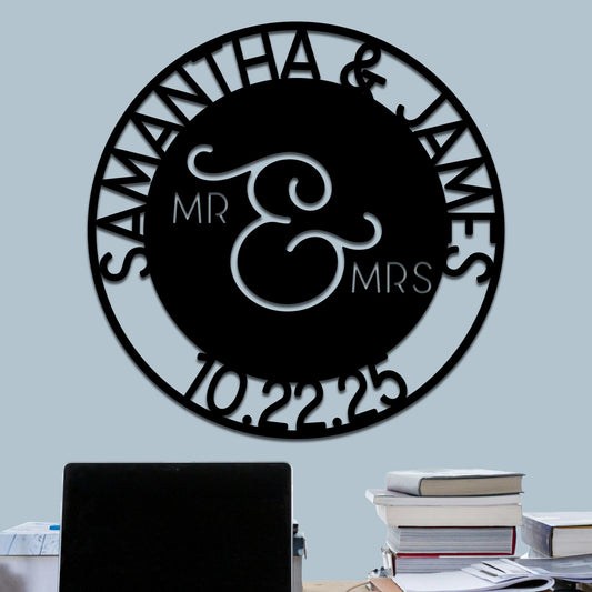 Wedding Sign, Mr & Mrs, Names and Date 2